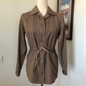 VTG Misty Harbor Short Trench Coat Rain Jacket 6 Small Tan Minimalist Preppy 90s